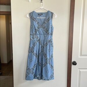 Modcloth Blue Midi Sundress with V-Neck and Sleeveless Design
